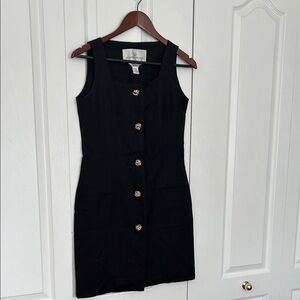 ALFRED SUNG Black Sheath Mini Dress Sleeveless Scoop Neck